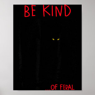 Poster Chat noir drôle plutôt sauvage miroir gothique