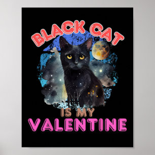 Poster Chat noir est ma Saint-Valentin Citation drôle Ama