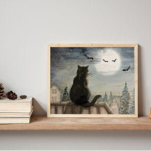 Poster Chat noir et Lune