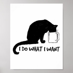 Poster Chat Noir Faire Ce Que Je Veux Coupe Rouge Drôle M