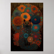 Chat noir floral avec design d'ombre lumineux