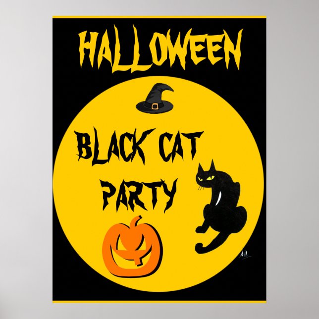 POSTER CHAT NOIR HALLOWEEN PARTY (Devant)