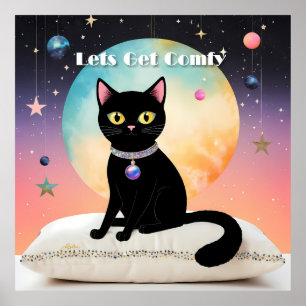 Poster Chat Noir - Installons-Nous Confortablement