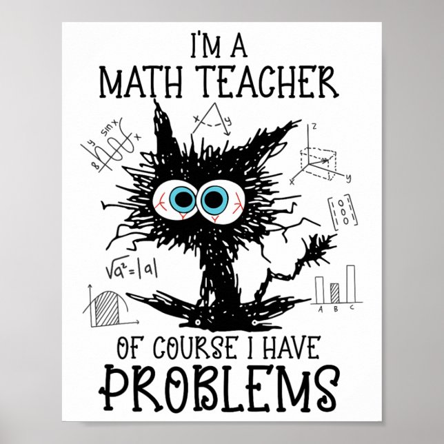 Poster Chat Noir Kitty Je suis un professeur de mathémati (Devant)