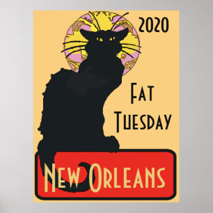Poster Chat noir, Mardi gras, modifier le texte