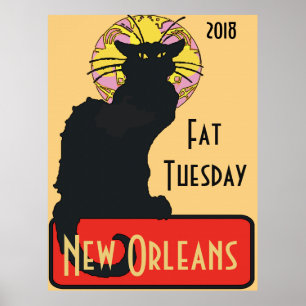 Poster Chat noir, Mardi gras, modifier le texte