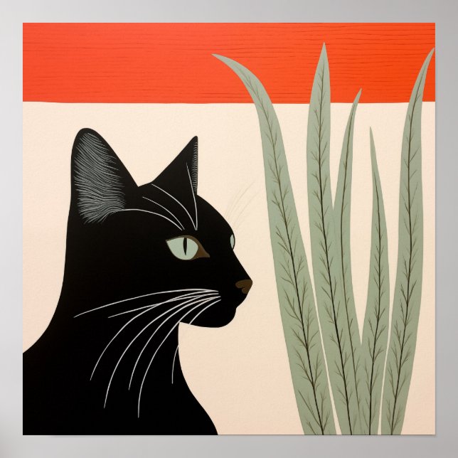 Poster Chat noir mignon (Devant)