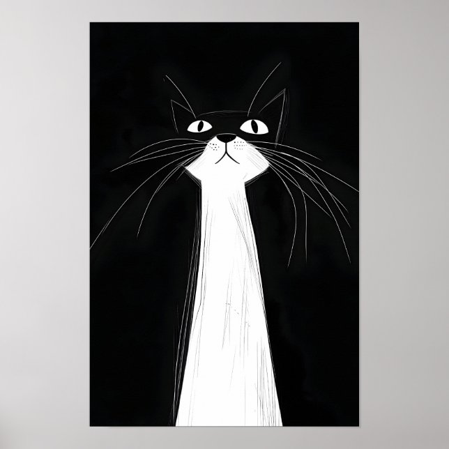 Poster Chat noir mignon drôle (Devant)