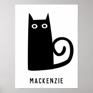 Poster Chat noir mignon personnalisé