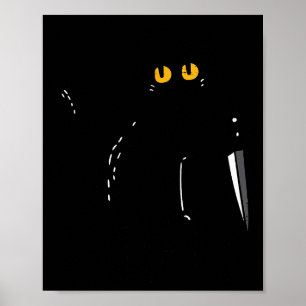 Poster Chat Noir Quel Couteau Drôle Meurtrier Halloween A
