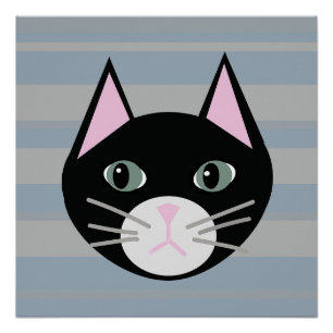 Poster Chat noir, rayures