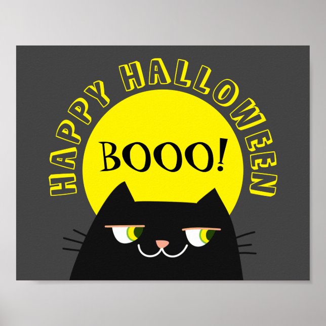 Poster Chat noir simple drôle d'Halloween (Devant)
