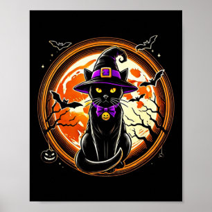 Poster Chat noir sorcière Chats Vintages effrayant Chat d