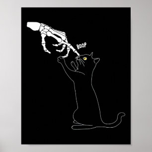 Poster Chat noir Squelette Main Boop Chat Nez Drôle Haute