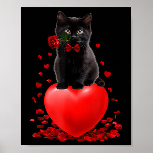 Poster Chat Noir Valentine Chemise Femmes Filles Enfants