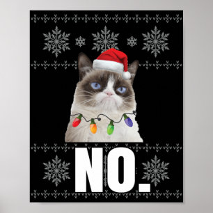 Poster Chat Non Grumpy Xmas Chats Pas De Vilains Cadeaux 