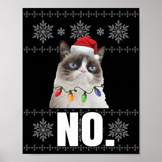 Poster Chat Non Grumpy Xmas Chats Pas De Vilains Cadeaux  (Devant)