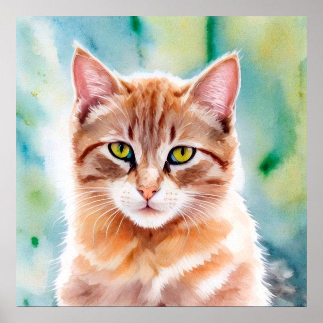 Poster Chat orange mignon (Devant)