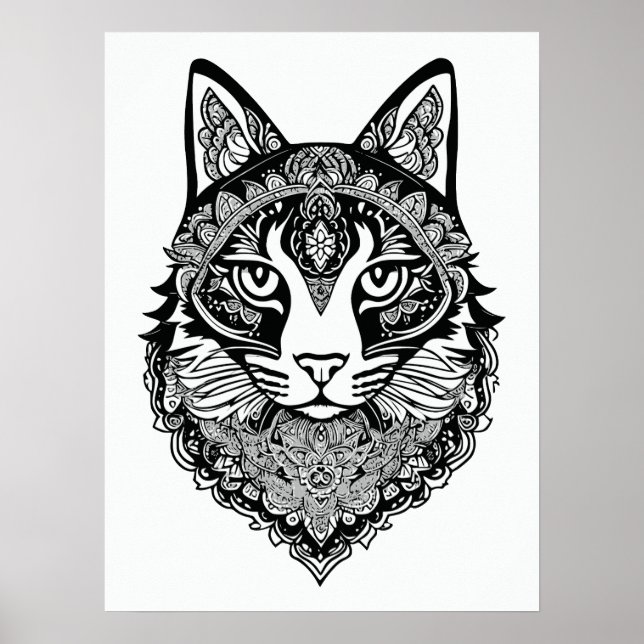 Poster Chat ornemental (Devant)