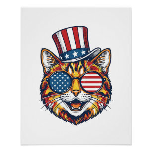 Poster Chat Patriotique Gravure Vintage Design de T-shirt