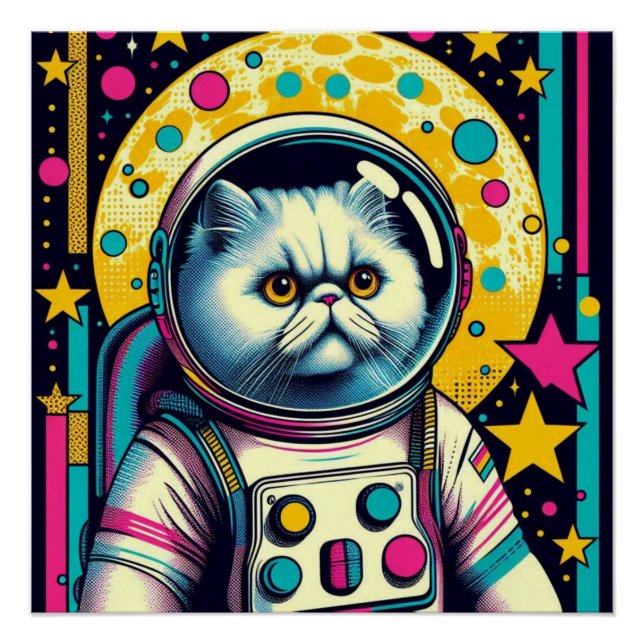 POSTER CHAT PERSIEN ASTRONAUT 5 (Devant)
