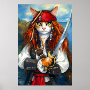 Poster Chat pirate de Swashbuckler Imaginaire Caractère