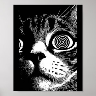 Poster Chat psychédélique Dark Aesthetic Crust Punk Grung