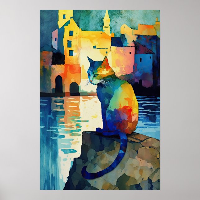 Poster Chat Quayside : Eau pétillante et couleurs vives (Devant)