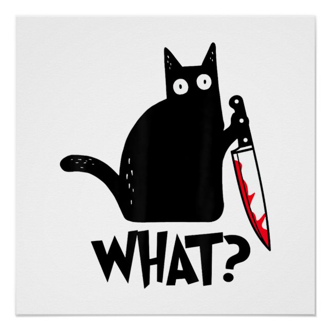 Poster Chat Qu'est-ce que_ Drôle Chat Noir  (Devant)