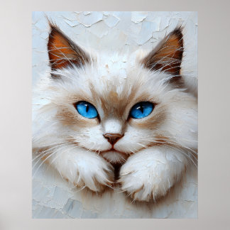 Poster Chat Ragdoll Gentil – Composition Pastel à l'aquar