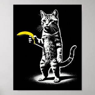 Poster Chat Rétro Avec Mème Banane Hommes Femmes Enfants 