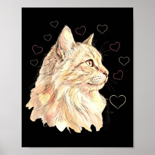 Poster Chat Romantique De La Saint-Valentin Avec Un Coeur