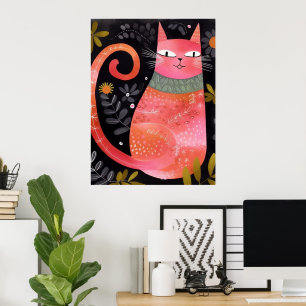 Poster Chat rose floral mignon