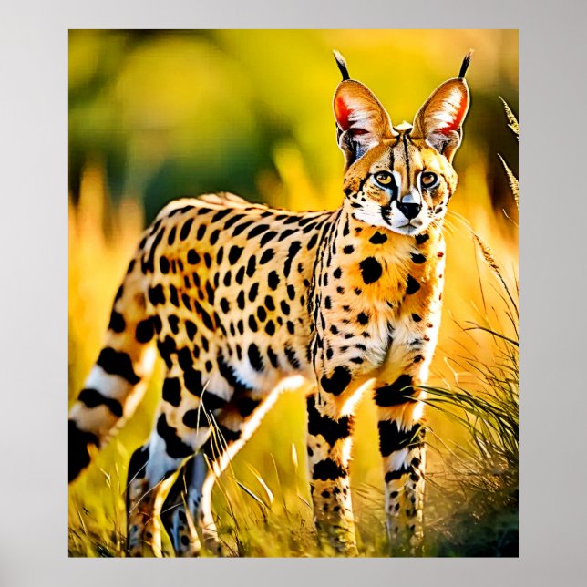 Poster Chat Serval De Savannah Africaine (Devant)