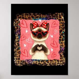 Poster Chat siamois drôle Saint-Valentin Cœur Mains Bulle