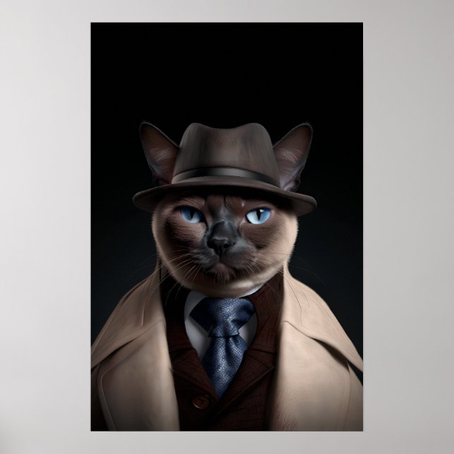 Poster Chat siamois en costume | Mon chat de homard | Cha (Devant)