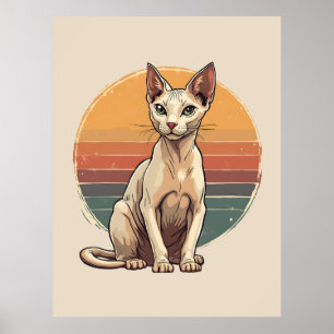 Poster Chat Sphynx Maman Art Rétro Vintage