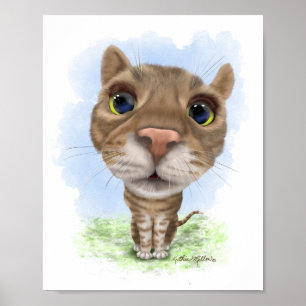Poster Chat Tabby Dessin Animé Drôle