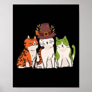 Poster Chat Thanksgiving Day Cute Kitten Kitty Automne Au