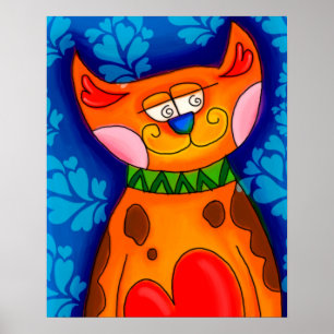 Poster Chat tigré orange souriant