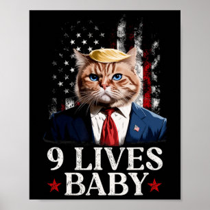 Poster Chat Trump 9 Vies Par Trump 2024 Gagne Victoire Va