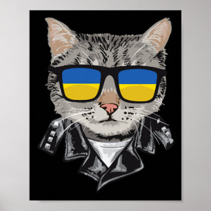 Poster Chat Ukraine Drapeau Lunettes de soleil - Chat Ukr