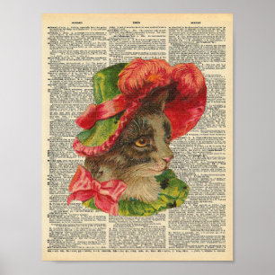 Poster Chat victorien en casquette sur la page du diction