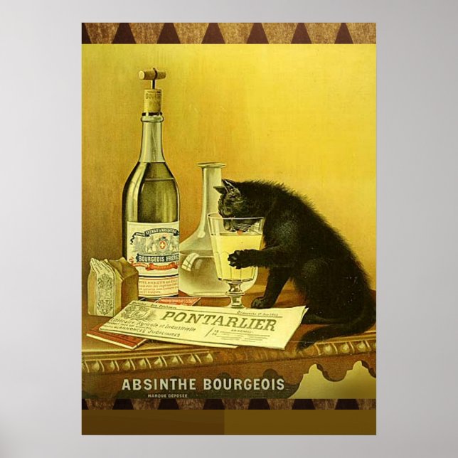 Poster Chat vintage - Absinthe Bourgeois (Devant)