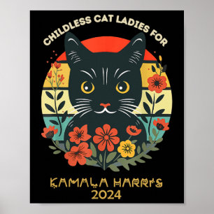 Poster Chat vintage sans enfant Dames Chat Lettres Chat L