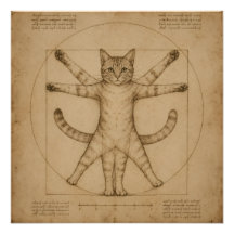 Chat Vitruvien Renaissance Parodie Art