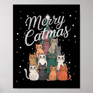 Poster Chat Xmas Arbre Chats Arbre de Noël Mariage Catmas