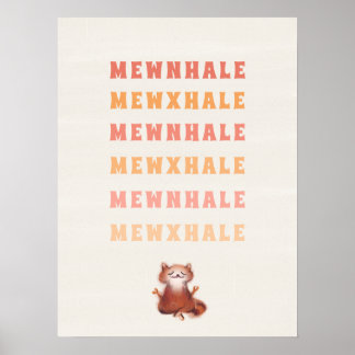 Poster Chat Yoga Méditation Stress Relief Inhale Exhale