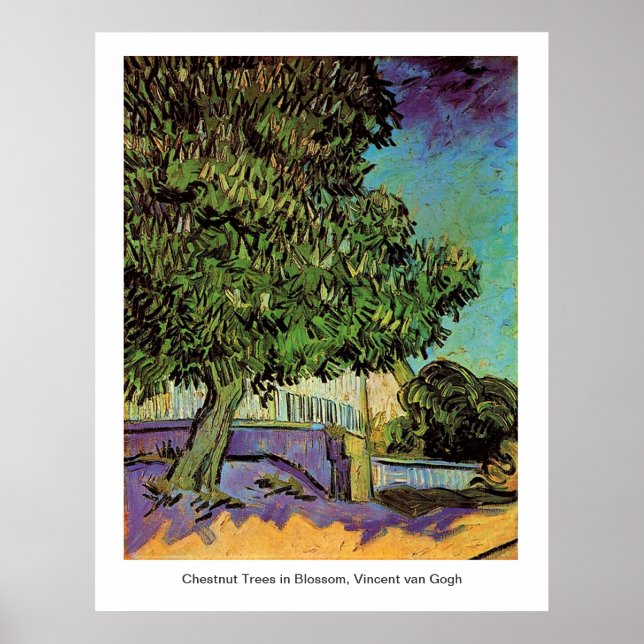Poster Châtaigniers en fleurs, Vincent van Gogh. (Devant)