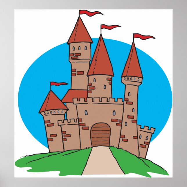 Poster Château avec drapeaux (Devant)